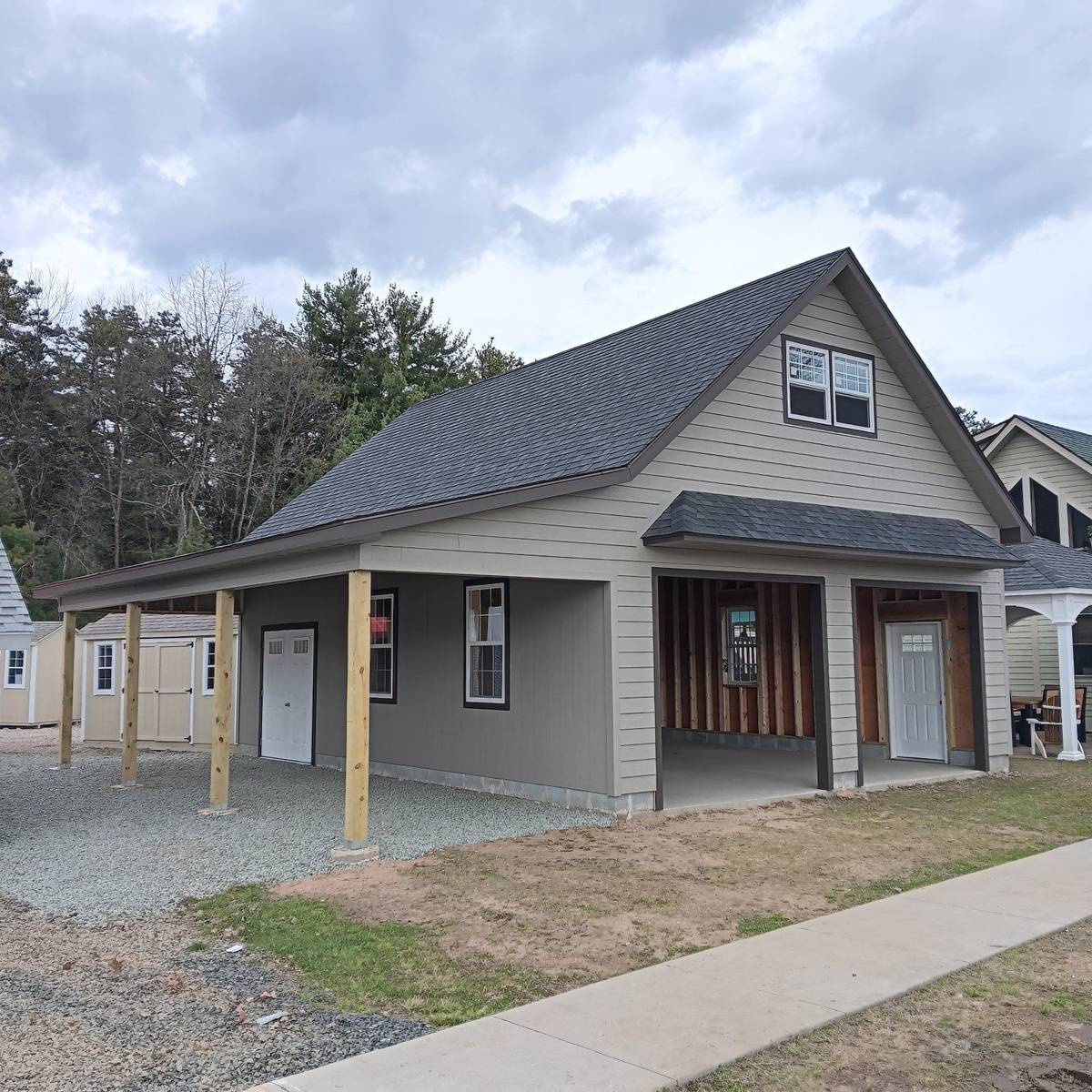 24′ x 32′ two-story, two-car Garage with lean-to