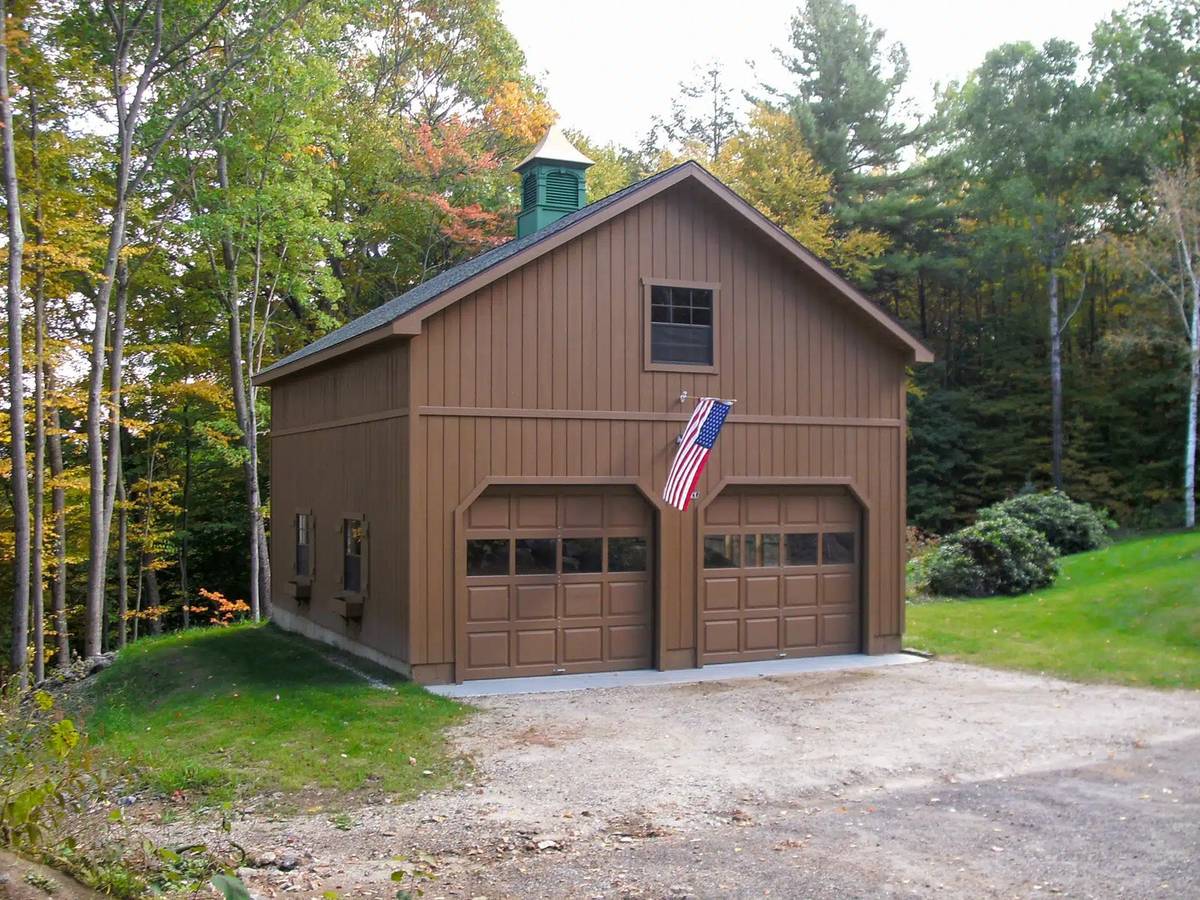 Custom prefab garage in Massachusetts on a frost-protected foundation