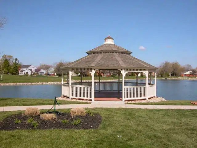 Park gazebo by water