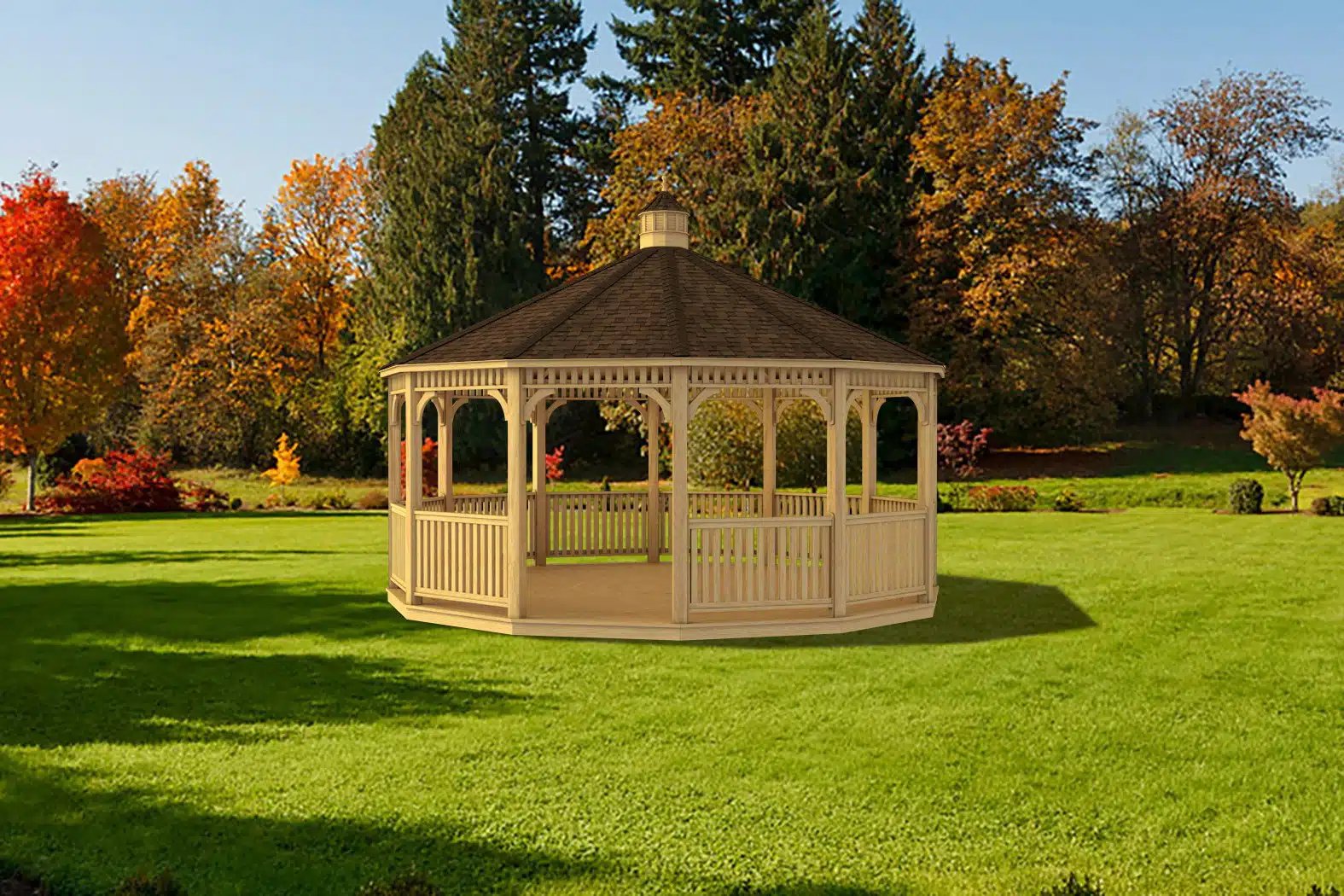 Dodecagon Wood Gazebo in a New England backyard