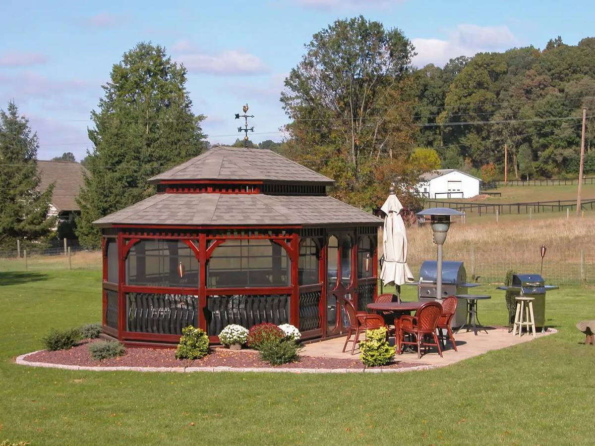 Shaded oval gazebo