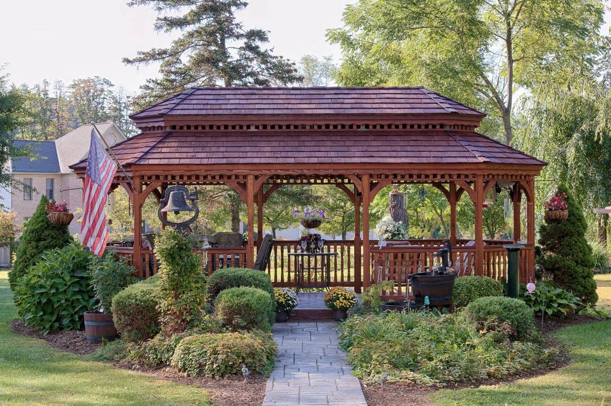 Wooden park oval gazebo