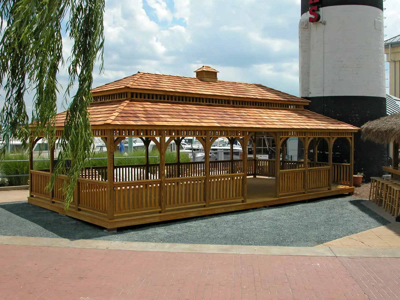 Rectangular wooden gazebo