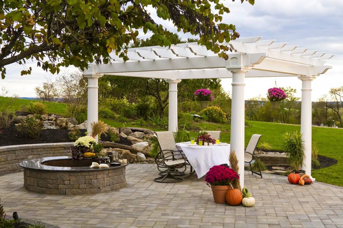 Backyard garden pergola