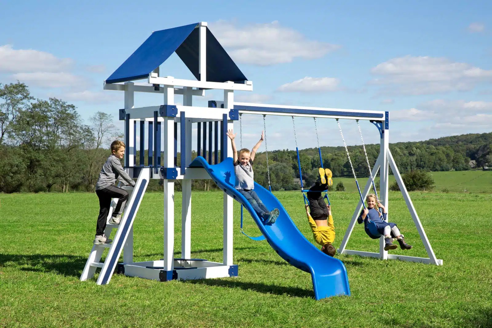 Vinyl Playsets in a New England backyard