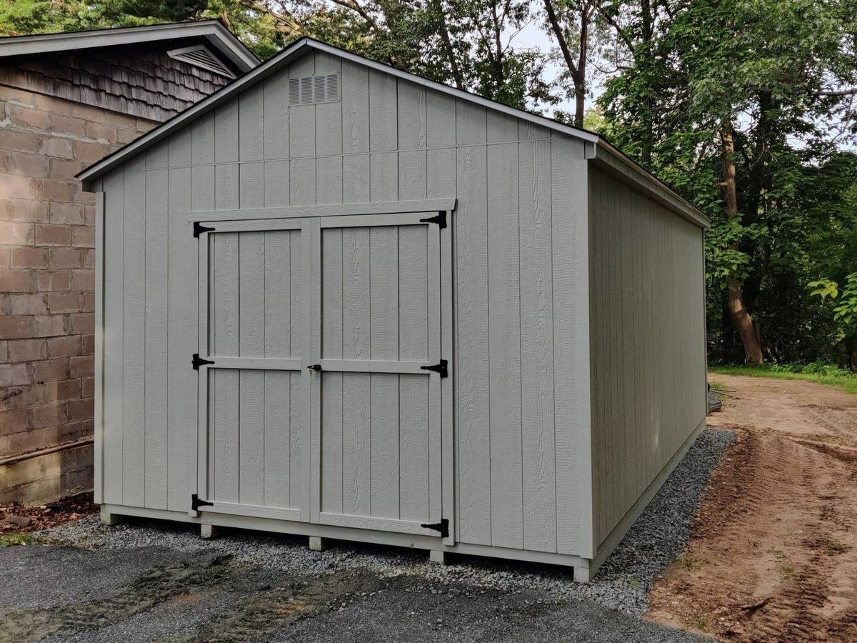 Keystone series storage shed in Massachusetts backyard